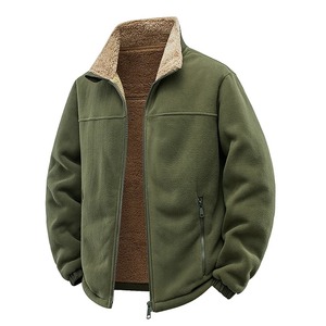 Chaqueta de lana gruesa y cálida para hombre, jersey con cuello y cremallera, sudadera para hombre, chaqueta de carcasa blanda para hombre - Product Image 3