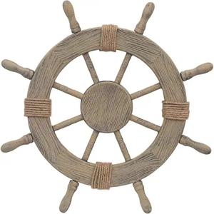 Rueda de barco hecha a mano de madera de diseño bonito náutico rueda de barco hecha a mano de madera Náutica para decoración del hogar - Product Image 3