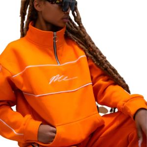 Ensemble de survêtement orange pour homme, pull à demi-zip, pantalon de jogging, vêtements de sport décontractés, coton unisexe - Product Image 5