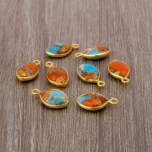 หยกคละแบบสีเทอร์ควอยส์8X12มม. เซ็ตกำหนดทรงมาร์เกอร์สร้อยคอสร้อยข้อมือชุบทองสำหรับงานปาร์ตี้ทำจากทองเหลือง - Product Image 6