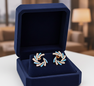 Boucles d'oreilles de luxe en or rose et design moderne en spirale pour femmes, cadeau d'anniversaire - Product Image 4