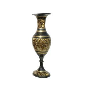 High Quality Decorative Brass Flower <b>Vase</b> With <b>Engraving</b> Gold And Black Paint Finished For Home Decor - Product Image 2