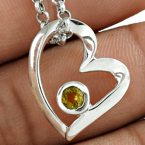Pendentif coeur en argent sterling 925 avec citrine bijoux de mode à la mode en argent sterling 925 pendentif Boho en vente en gros d'usine - Product Image 2