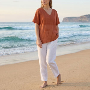 Haut de plage pour femmes, chemise courte élégante à manches courtes, vêtements légers pour la plage, tenue décontractée pour les vacances, vêtements de mode pour les vacances - Product Image 6