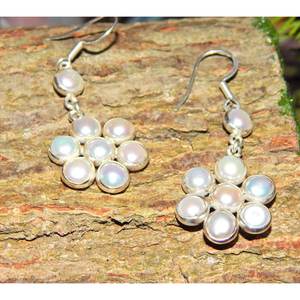 Boucles d'oreilles en perles d'eau douce en argent sterling 925 faites à la main pour femmes nouveauté perle d'eau douce lunette boucles d'oreilles cadeau pour - Product Image 1