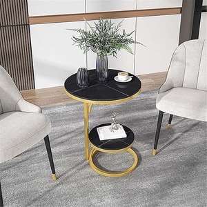 <b>Round</b> Shaped Metal <b>Table</b> With Wood Top <b>Tables</b> Accent <b>Side</b> <b>Table</b> for Living Room and Home Furniture High Quality - Product Image 2