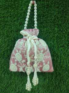 Mini bolso Potli de diseñador para mujer, bordado de perlas multicolor, cierre de cordón de alta calidad, regalo de fiesta de boda, moda india - Product Image 4