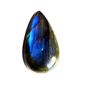 Cabujón de Labradorita Natural en Forma de Pera, Tamaño 30x18x9 MM, Piedra Preciosa Suelta Lisa con Reverso Plano para Joyería - Product Image 1