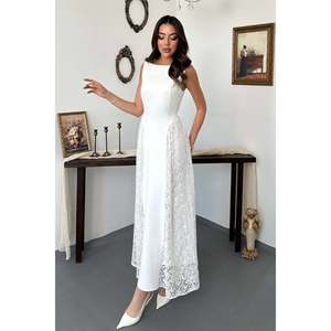 Robe Off-White avec jupe latérale en dentelle - Ecru - Product Image 2