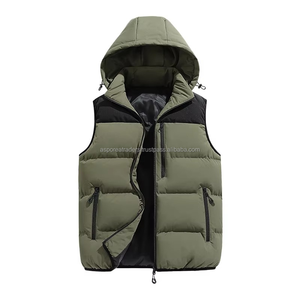 Gilet matelassé de printemps pour hommes Capuche détachable | Respirant imperméable à l'huile résistant aux taches Spandex/Polyester Gilet chaud vêtements d'extérieur OEM - Product Image 5