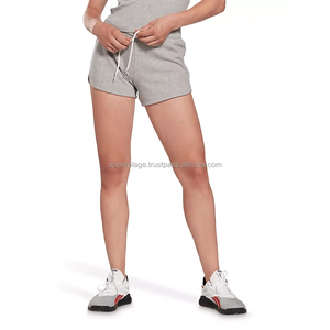 กางเกงกีฬาขาสั้นผู้หญิงขาสั้นครึ่งสีทึบกางเกงลำลองทรงหลวมห้าสายรัดเอวยางยืดมีกระดุมฤดูร้อน - Product Image 5