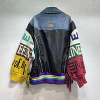 Veste en jean pour femme, personnalisée, unique, hiver, respirante, écologique, style motard, avec logo personnalisé, 340g, et pull décontracté en maille