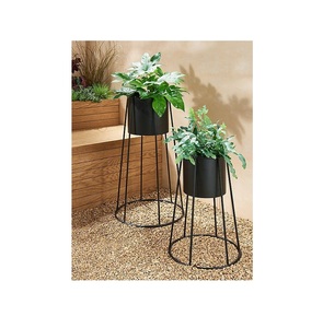 Black Long Metal Decorative Planter With Glossy Finished Suitable For Modern Chic Patio And Garden Decor Themes - Product Image 1