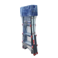 Escalera plegable multiusos de aluminio de 4x7 escalones compatible con Prime EN131 para apartamento, almacén al aire libre y propósito de construcción