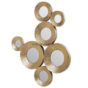 <b>Small</b> Hammered Texture High Grade Gold Plated Heavy Duty Metal Framed Eye Catching Look Wall Decorative <b>Mirror</b> In Best Price - Product Image 1