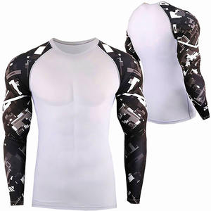 Rash Guard respirant à manches longues de haute qualité pour hommes, teint uni, couleur unie, sport, course à pied, boxe, vêtements d'arts martiaux - Product Image 4