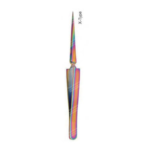 Pince à épiler pour extensions de cils X-Type en acier inoxydable, revêtement plasma multicolore Sharpinst SIC-ET-034, outils pour extensions de cheveux - Product Image 2