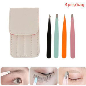 Ensemble de pinces à épiler professionnelles en acier inoxydable pour extensions de cils avec pointe inclinée pour le volume des sourcils - Product Image 6