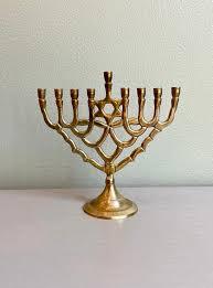 Traditional Style Brass Menorah Candle Holder Jewish Hanukkah <b>Lamp</b> Decorative Candle Stand Home Decor - Product Image 2