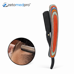 Rasoir droit professionnel avec manche bleu, lame en acier inoxydable de haute qualité - Product Image 6