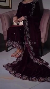 Traje de Fiesta para Mujer Antra Lifestyle, Salwar Kameez de Terciopelo Pesado Puro, Bordado, Mangas Largas, Elegante, Secado Rápido, Estilo Bollywood - Product Image 6