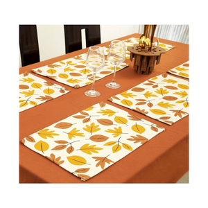 Ensemble de sets de table imprimés feuilles d'automne, lavables et réutilisables, en tissu, pour cuisine, restaurant, hôtel, décoration intérieure, personnalisables - Product Image 1
