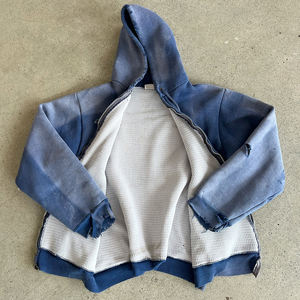 Vêtements Hommes Heavy Weight Vintage Hoodie Sweatshirts Distressed Waffle Hoodie Hommes Streetwear Boxy Zip up Hoodie - Product Image 2