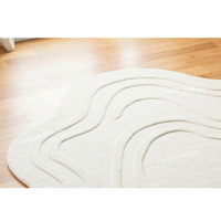 Tapis en laine sculpté moderne personnalisé tufté à la main en forme de flux organique lavable pour le cadeau de décoration de salon en gros