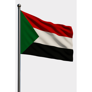 Bandera de Sudán para exteriores, impresa digitalmente, en poliéster con asta de bandera de aluminio y fibra de vidrio - Product Image 1