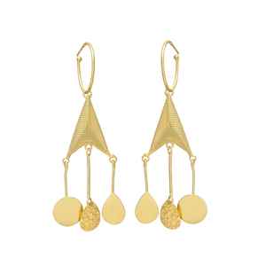 Boucles d'oreilles plaqué or en forme de cône design ethnique ensemble boucles d'oreilles crochet rond - Product Image 1