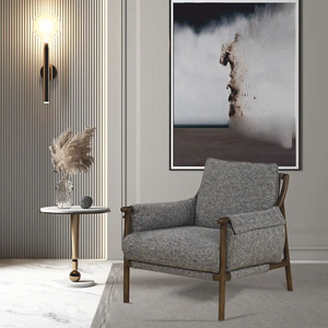 Fauteuil d'appoint en bois de frêne de style nordique, canapé simple moderne du milieu du siècle avec revêtement en tissu de qualité supérieure pour le salon - Product Image 4