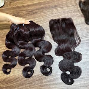 Vente en gros de produits capillaires humains body wave de haute qualité faisceaux de cheveux humains doublement étirés avec fermeture à lacet cheveux bruts vietnamiens doux - Product Image 3