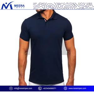 เสื้อโปโลแขนสั้นสำหรับผู้ชาย, ผ้าฝ้ายนุ่มสบายคอปกมีกระดุมด้านหน้าดีไซน์สีพื้นสำหรับงานกอล์ฟออฟฟิศ - Product Image 2