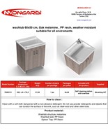 Lavabos de salle de bain en chêne de marque italienne, 100% moulage par injection, en PVC+PP écologique, avec kit de vidange complet, résistants aux détergents et aux acides, hauteur standard