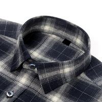 Chemise habillée en flanelle teinte en fil anti-rides pour homme, motif à carreaux, manches longues, tissu coton/polyester, impression de logo personnalisée, été