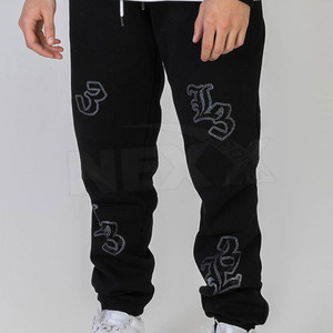 Winter Plus Size Eco-Friendly Solid Color <b>Men's</b> Rhinestone Tracksuits-Breathable Windproof Adult Street Wear - Product Image 4