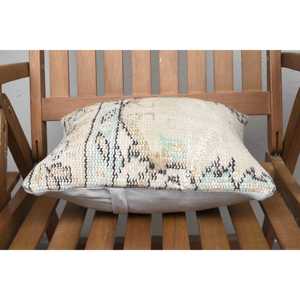 Almohada de lana de retazos Kilim de lujo 14x14 pulgadas rústico Vintage Floral y esponjoso patrón de plantas para técnica tejida de cocina - Product Image 5