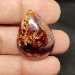 Granate Hessonita Natural de Calidad, Corte Cabujón Plano en Forma de Pera, Color Marrón, Gema Suelta, del Fabricante, Compre Ahora - Product Image 3