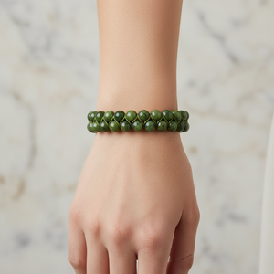 Bracelet en pierre naturelle macramé à double rangée de 8 mm en jade - Product Image 4