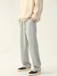 Pantalones Deportivos Casuales de Lana Recta para Hombre, Invierno, Ecológicos, Transpirables, con Cierre de Cordón, Pantalones Largos - Product Image 2