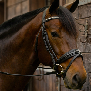 Handmade Durable Brown Horse Leather Bridle with <b>Crystal</b> Browband and Bit Breathable - Product Image 1