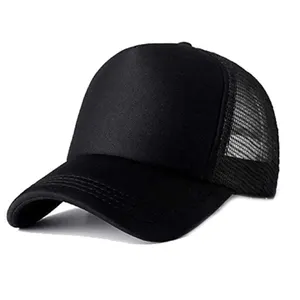 Vente en gros de casquettes de baseball pour sportifs Logo personnalisé Casquette camionneur vierge à 5 panneaux en mousse de coton à visière unie