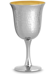 Copa de Kidush de latón plateado de forma redonda con diseño antiguo - Product Image 2