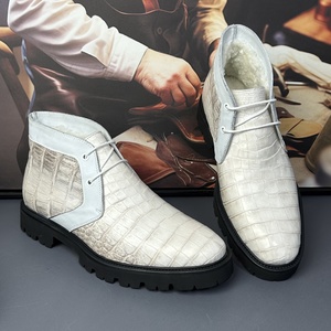 <span class=keywords><strong>Stivali</strong></span> di Lusso da <span class=keywords><strong>Uomo</strong></span> in Pelle di Coccodrillo 100% Himalayana, Stivaletti Artigianali con Suola Spessa Bianca - Product Image 4