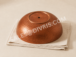 DIVRIS DRC-2020 Évier en cuivre martelé fait main, vasque simple, ronde, rustique, pour cuisine, à poser sur comptoir, finition mate 17 - Product Image 5