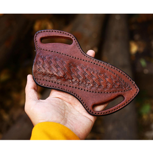 Gaine de couteau en cuir pleine fleur rustique pour camping de survie et bushcraft cousu à la main OEM personnalisé pris en charge - Product Image 4