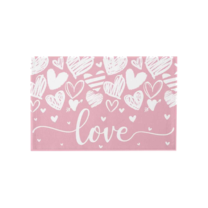 Tapis de table en coton flammé imprimé rose et bleu 13x19 pouces certifié GOTS brodé léger 160 GSM OEM disponible Panipat - Product Image 5