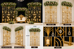 Arco Metálico Dorado Único para Escenario de Boda, Paneles Decorativos, Arco Metálico Dorado Más Vendido para Decoración de Escenario de Recepción en Australia - Product Image 6