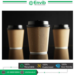 Venta caliente en la India Logotipo personalizado Pared ondulada 5oz Taza de papel Material Kraft resistente al calor Sirviendo café blanco y negro - Product Image 5