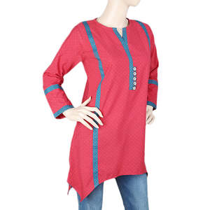 Kurti imprimé uni pour femmes - Rouge - Product Image 1